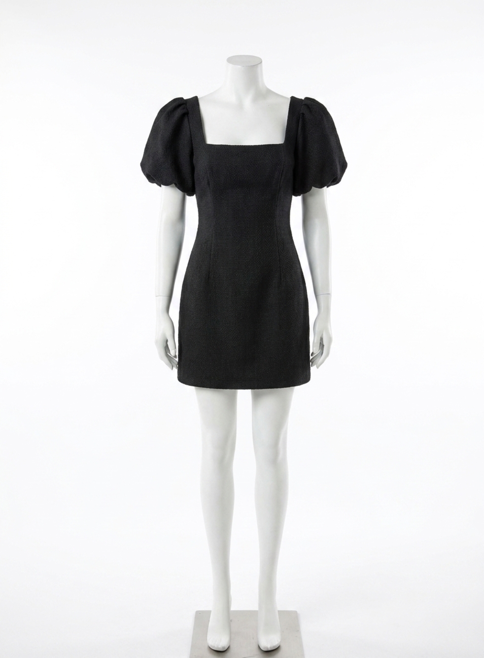 NEW SHE + SKY short sleeve square neck knit mini dress in black